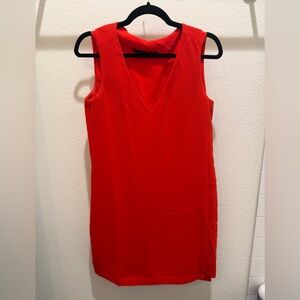 Zara Blood Orange Red Sleeveless V-Neck Sheath Dress